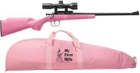 Crickett 220bsc Single Shot 22lr W/scope&case Bolt 16.1" 1 Syn Pink Stk Blued