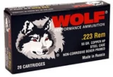 Wolf 223 Remington 55 Grain Copper Hollow Point - 500 Rd/ Case