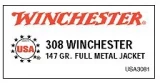Winchester 308 Winchester 147 Grain Full Metal Jacket Boat-t