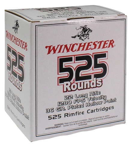 Winchester Ammo 525 22 Long Rifle Copper Plated Hollow Point - Case