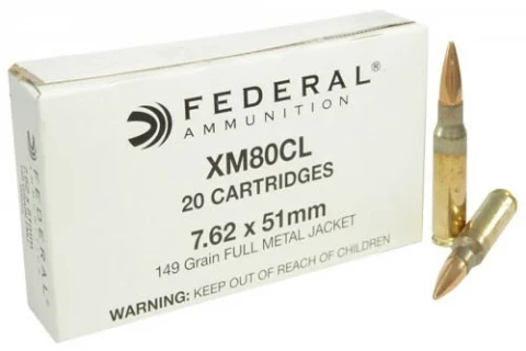 Federal Xm80cl Xm 308 Winchester/7.62 Nato 149 Gr Full Metal Jacket 20 Bx/ 25 C