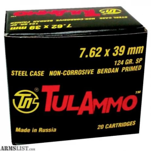 Tulammo Ul076213 Centerfire Rifle 7.62x39mm 124gr Soft Point 40bx/25cs