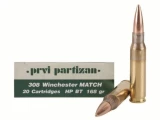Prvi Partizan Match Ammunition 308 Winchester 168 Grain Hollow Point Boat Tail