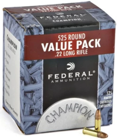 Champion Value Pack .22 Long Rifle 36 Grain Copper Plated Hollow Point 525 Bulk Rounds Per Box