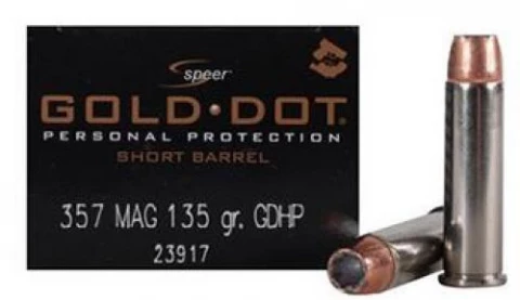 SPEER AMMO 357MAG +P 135 GR SHORT BARREL GOLD DOT